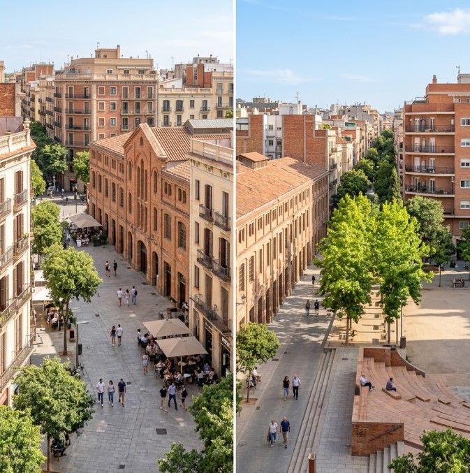 Vistas de las plazas, calles residenciales y el entorno de La Sedeta en El Camp d'en Grassot